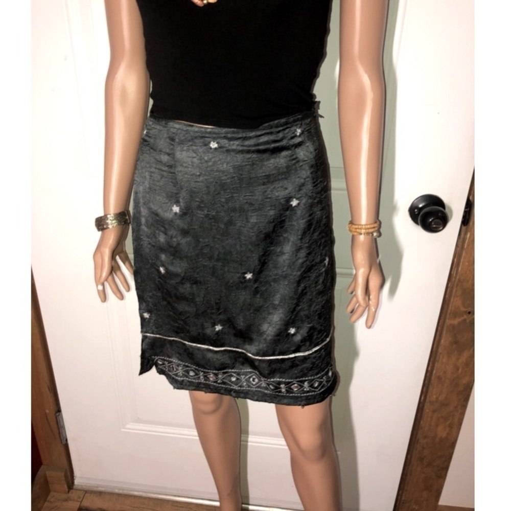 Aeropostale Green and Silver Satiny MIDI Skirt New Medium